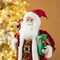 Set of 2 18"H Faux Fur Christmas Decor Santa Figurine with Porcelain Face